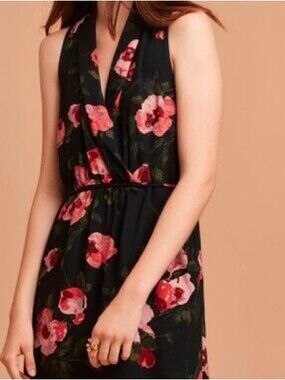 Wilfred Black One-Shoulder Dress with Pink Floral Print